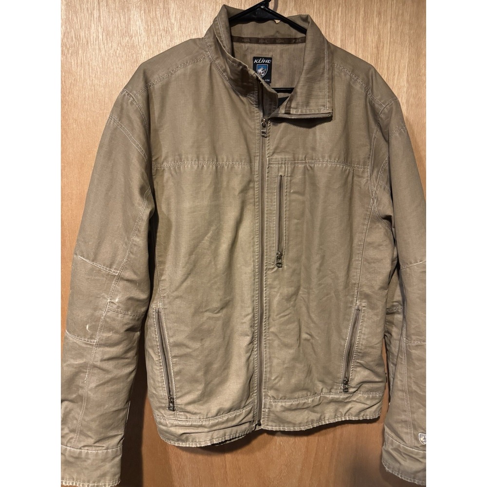 KUHL Burr Jacket Vintage Patina Dye Full Zip FLEECE Lined Coat Mens L Workwear